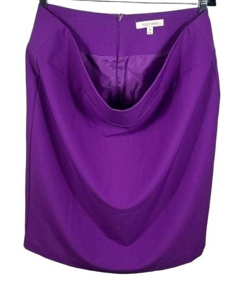 Ellen Tracy Purple Pencil Skirt Knee Length Lined